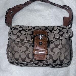 Coach SoHo Signature Canvas Brown and Tan Shoulder Bag